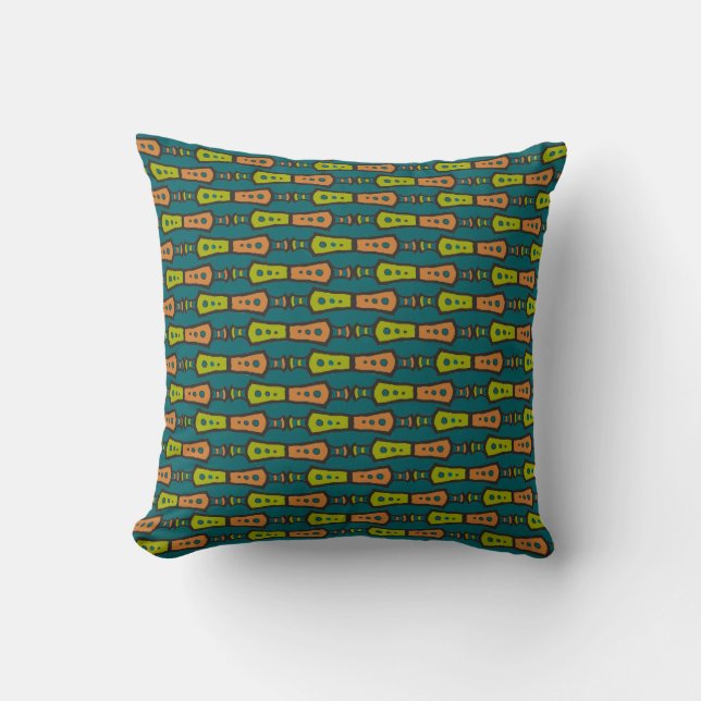 Röd, Gult, svart, stammar på Teal Pillow, Cushion Kudde (Framsida)