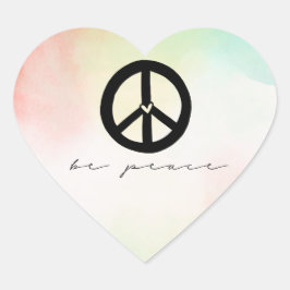 Röd Gult, Tie Dye Peace Hjärtformat Klistermärke