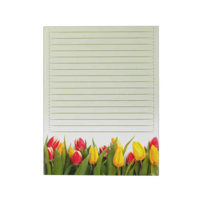 Röd Gult Tulip Flowers Grönt Bakgrund Längd Anteckningsblock (Roterad)