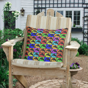 Röd Gult Turkos och andra Färg-delfiner Kudde