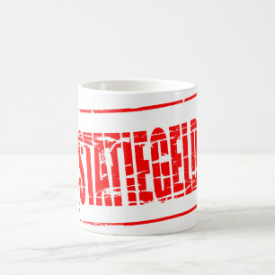 Röd gummistämpel effekt pantskyld kaffemugg