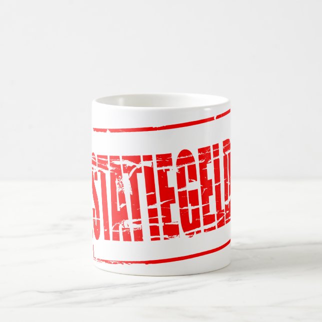 Röd gummistämpel effekt pantskyld kaffemugg (Center)
