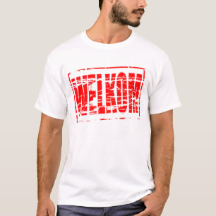 Röd gummistämpel effekt Välkommen (Welcome på holl T Shirt