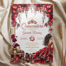 Röd gyllene tiara blomster Quinceañera