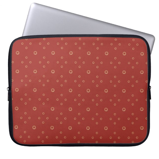 Röd | Gyllene Zinnia Sol Laptop Fodral (Framsidan)