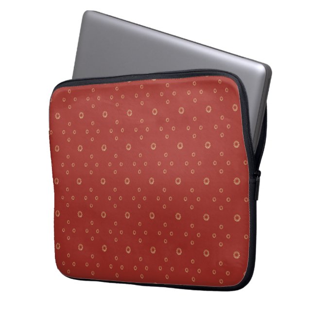 Röd | Gyllene Zinnia Sol Laptop Fodral (Framsidan Vänster)