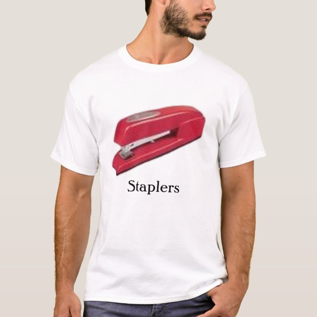 röd häftapparat 2, skräddarsy häftapparater - tee shirt (Framsida)