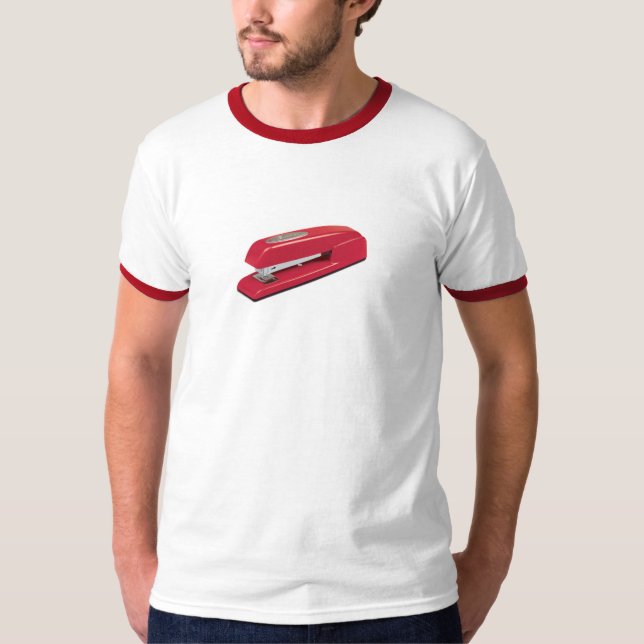 Röd häftapparat t shirt (Framsida)