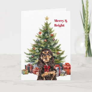 Röd halsduk Svart Brun Cocker Spaniel Julgran Helgkort