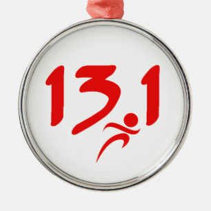 Röd halva-maraton 13,1 julgransprydnad metall
