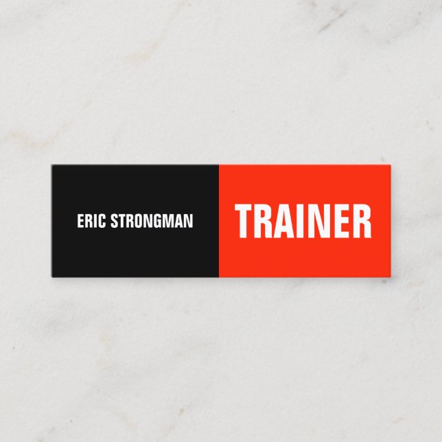 Röd halvasplittringsvart mini visitkort (Framsida)