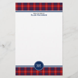 Röd Hamilton klan och blåttTartanMonogram Brevpapper