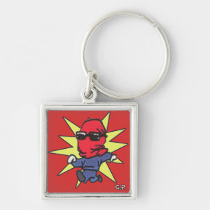 Röd hämnareGP Keychain Fyrkantig Silverfärgad Nyckelring