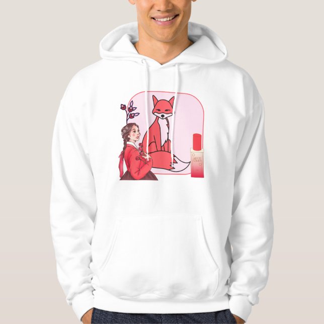 Röd Hanbok, Fox & Matte Cover Foundation Art Hoodie (Framsida)