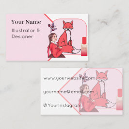 Röd Hanbok, Fox & Matte Cover Foundation Art Visitkort