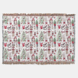 Röd hand Färgmålad vattenfärgad jul inslag Filt