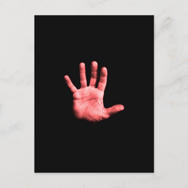 Röd hand. vykort (Framsida)