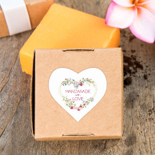 Röd handdator med Blommigt av Kärlek-citattecken Hjärtformat Klistermärke