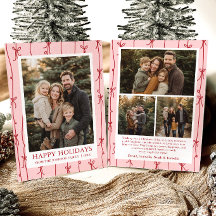 Röd Handritad Båge Jul Familjefoto