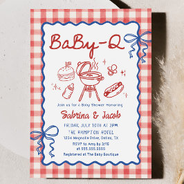 Röd Handritad Grillfest Baby Shower-fest Inbjudan