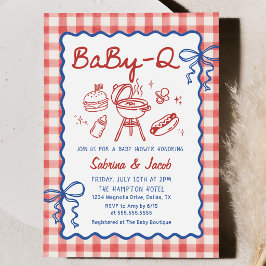 Röd Handritad Grillfest Baby Shower-fest Inbjudan