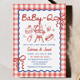 Röd Handritad Grillfest Baby Shower Festinladan Inbjudningar