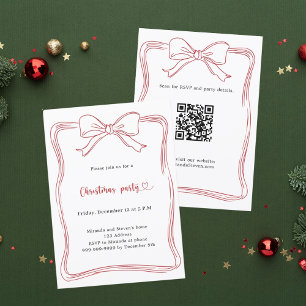 Röd handritad QR-kod julfest Inbjudningar