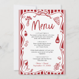 Röd handskriven italiensk Pizza Pasta Menu