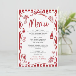 Röd handskriven italiensk Pizza Pasta Menu
