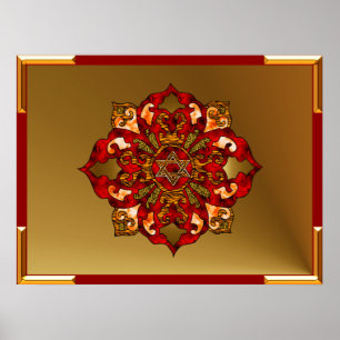 Röd Hanukkah Mandala Poster