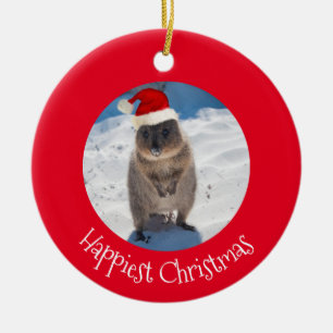 Röd Happest jul Quokka Beach Australia Julgransprydnad Keramik