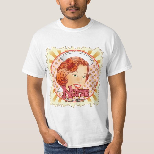 Röd hår sjuksköterska t-shirt  (Framsida)