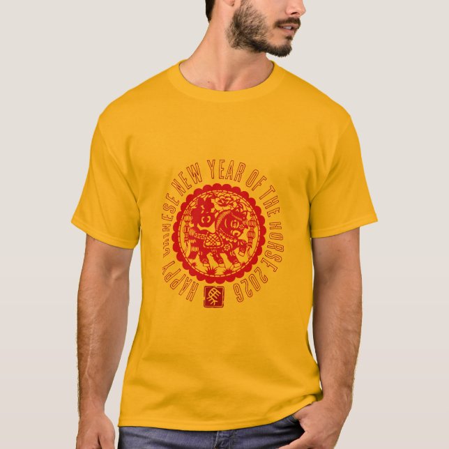 Röd häst i urklippsstil T-shirt (Framsida)