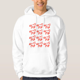 Röd hästmönster – Stjärntecken Häst konturdesign Hoodie