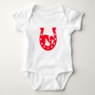 Röd hästsko flicka och häst t shirt
