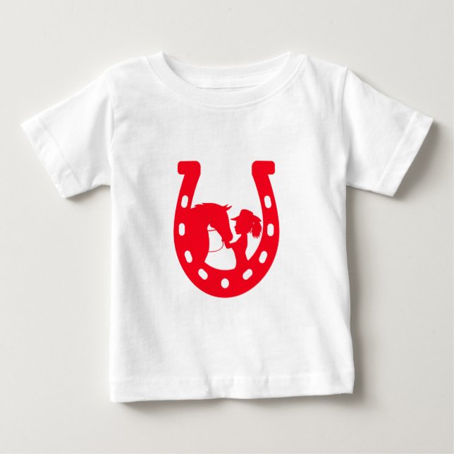 Röd hästskoflicka och häst t shirt (Framsida)