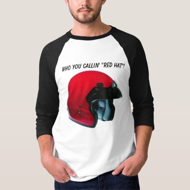 Röd hatt med bikerinställning t-shirt (Framsida)