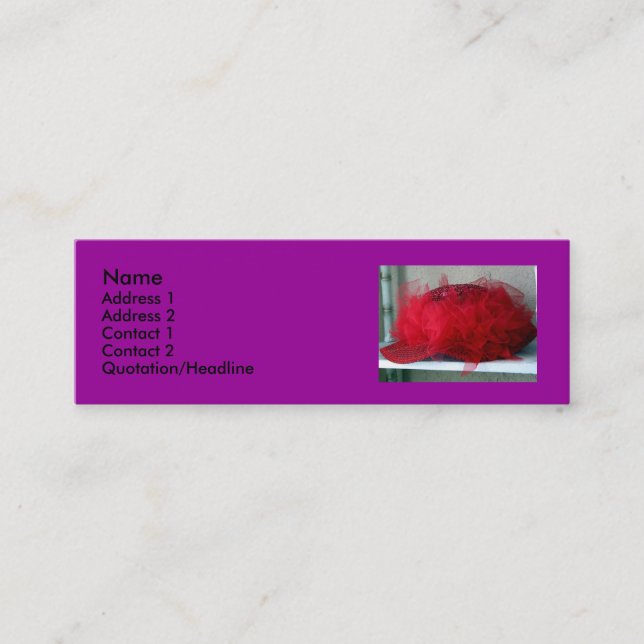 Röd hatt mini visitkort (Framsida)