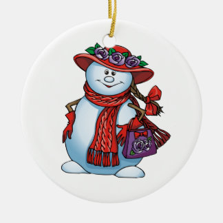 Röd hatt Snowlady Julgransprydnad Keramik