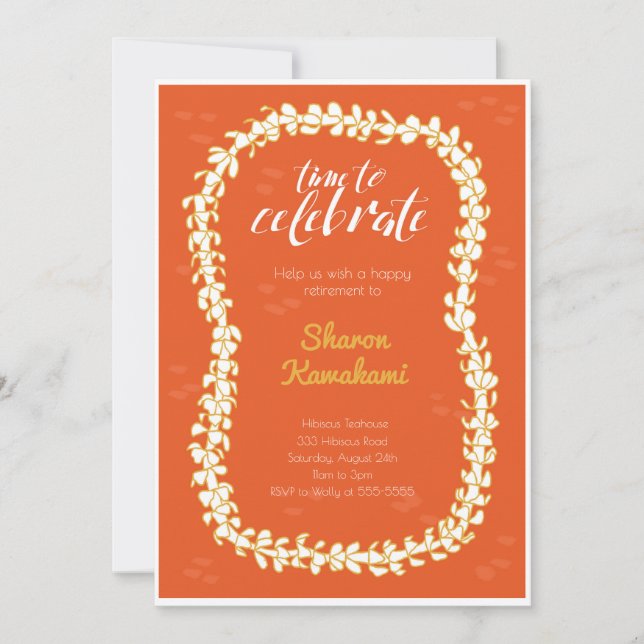 Röd hawaiifirande inbjudan (Framsida)