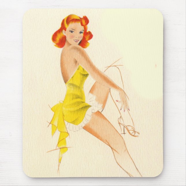 Röd Head pinup Musmatta (Framsidan)