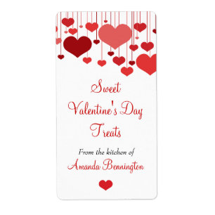 Röd Heartstringsvalentines som bakar etiketten Fraktsedel