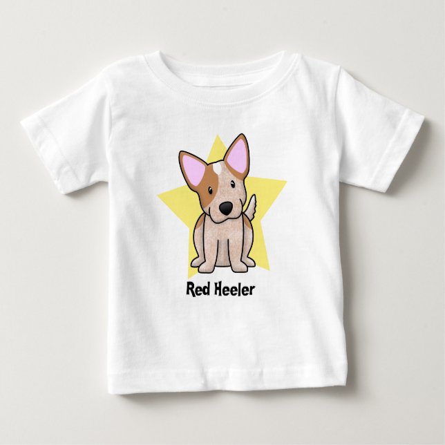 Röd Heeler för Kawaii stjärna baby T-shirt (Framsida)