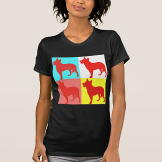 Röd Heelers färgvägg T-shirt