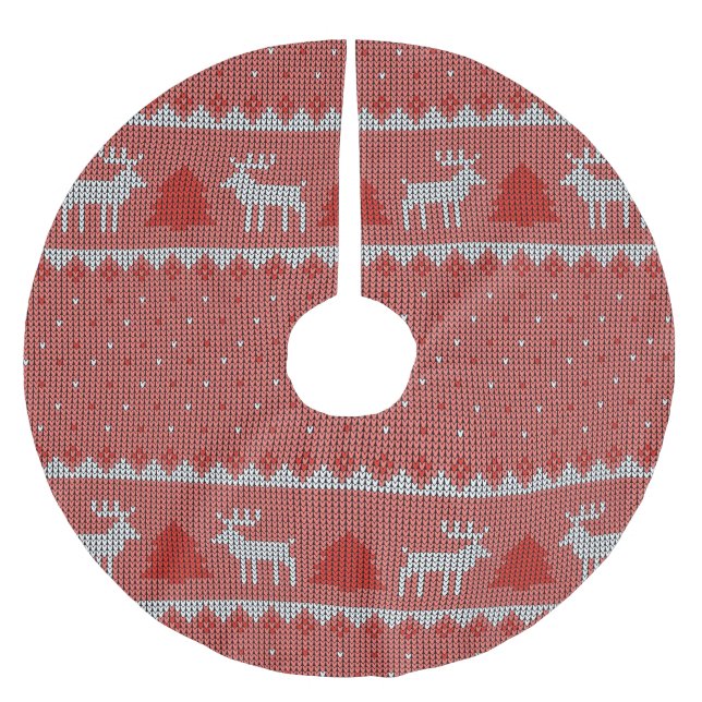 Röd helg julgransmatta borstad polyester (Framsidan)