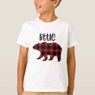 Röd helgdag för björn för buffelpläd lite t shirt