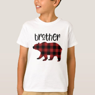 Röd helgdag för björn för buffelplädbroder t shirt