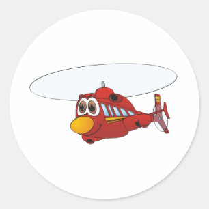 Röd helikopterTecknad Runt Klistermärke