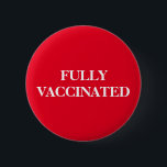 Röd, helt vaccinerad knapp<br><div class="desc">Helt vaccinerad på en röd knapp</div>