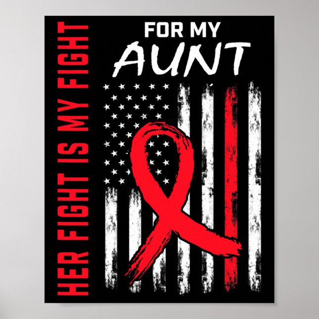 Röd hennes kamp Moster Heart Disease Awareness Usa Poster (Framsidan)